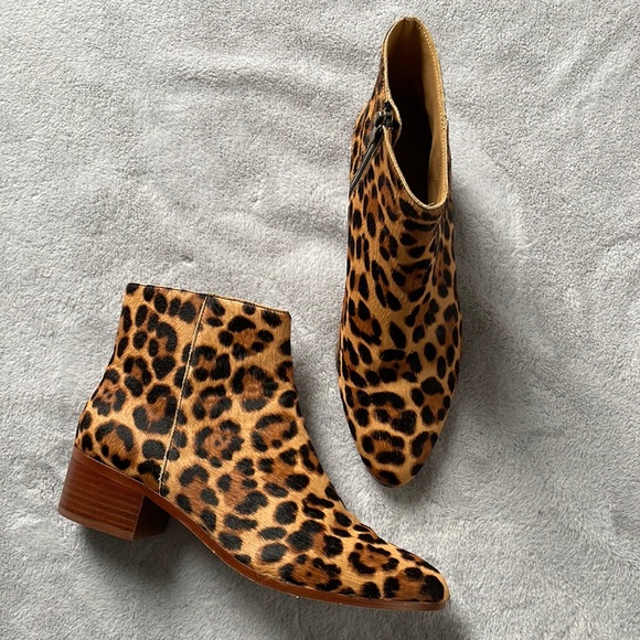 J. Crew Leopard Ankle Boots Calf Hair 9 - Picture 1 of 5